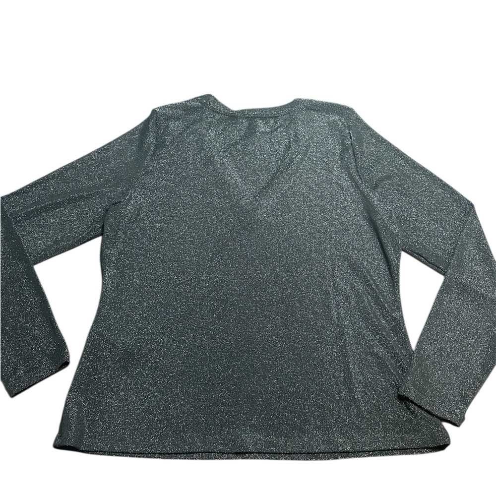 White House Black Market Black Long Sleeve Sparkle Knit Top - Picture 4 of 8
